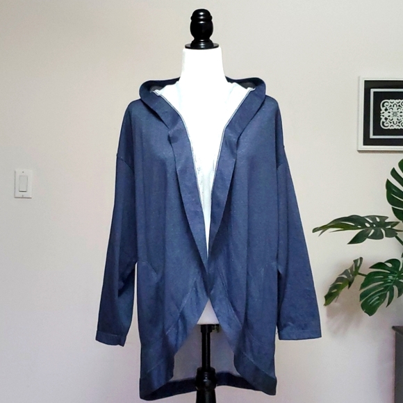 Max Studio Sweaters - NWT Max Studio Indigo Cardigan with Hood